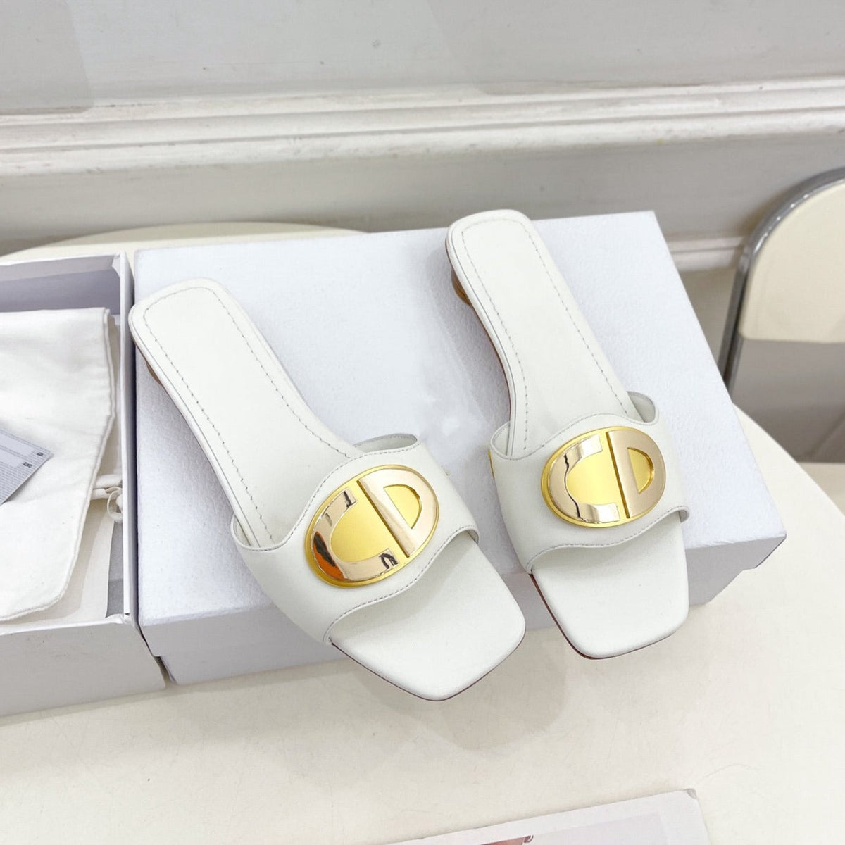 DIOR CD FOREVER HEELED 1.5CM WHITE