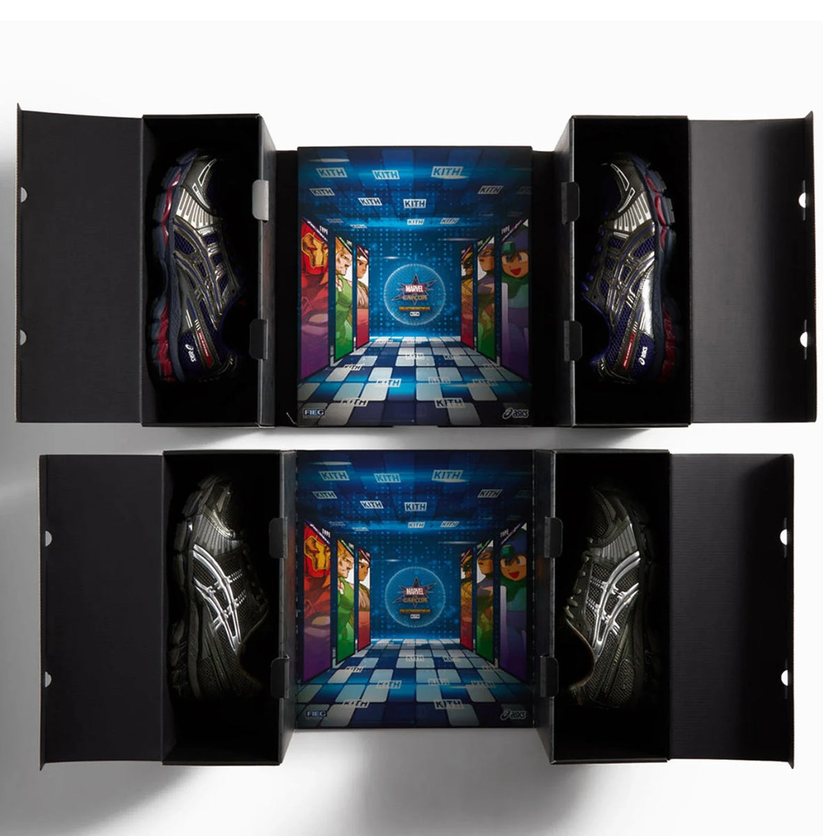 ASICS Gel-Kayano 12.1 Kith Marvel vs. Capcom 'Captain America vs. Guile Double Box' (2025)