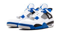 Air Jordan 4 Retro Motorsports - Classic White Leather with Varsity Blue Accents