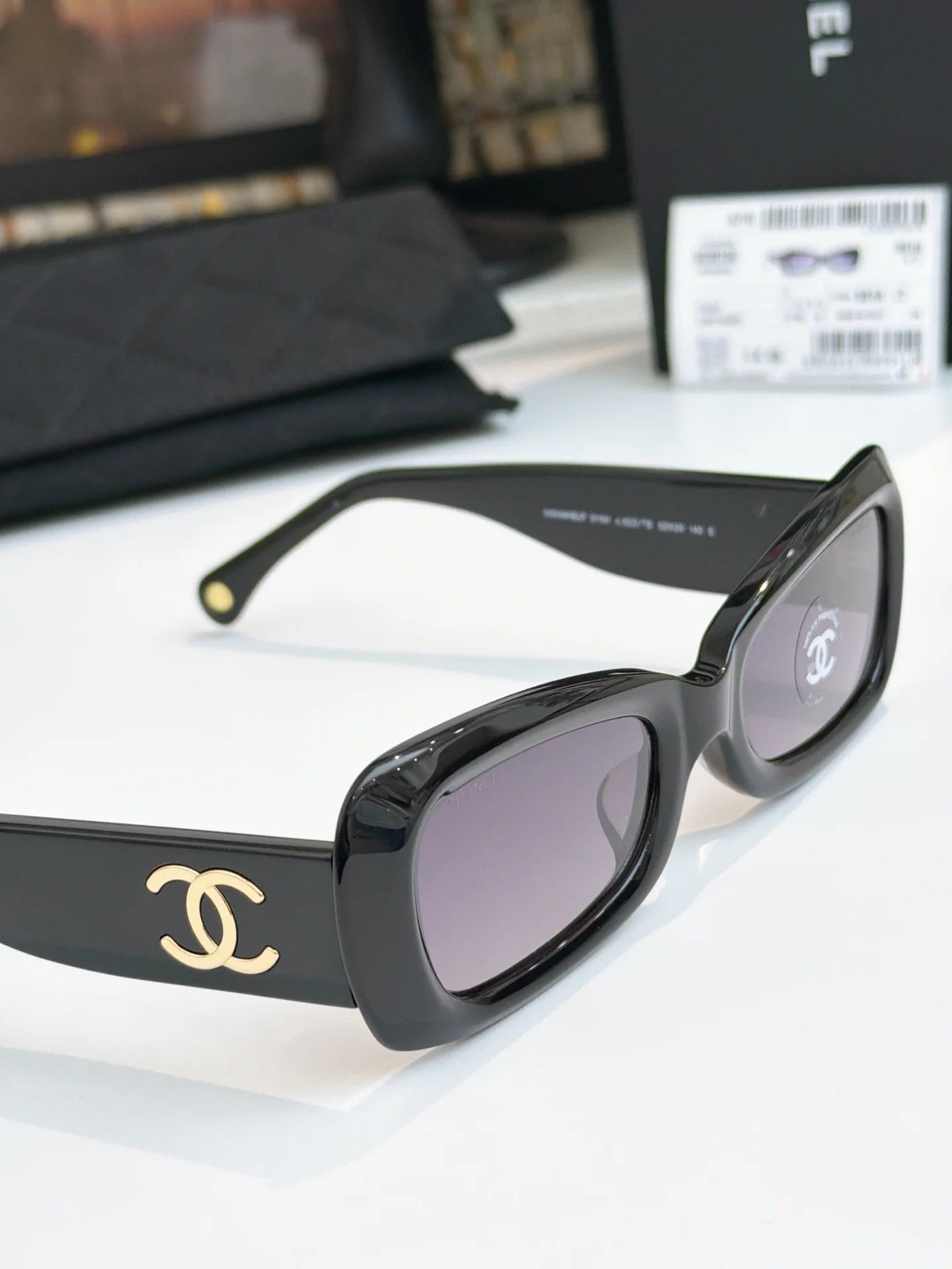Chanel Butterfly Sunglasses Black Gradient Purple Acetate