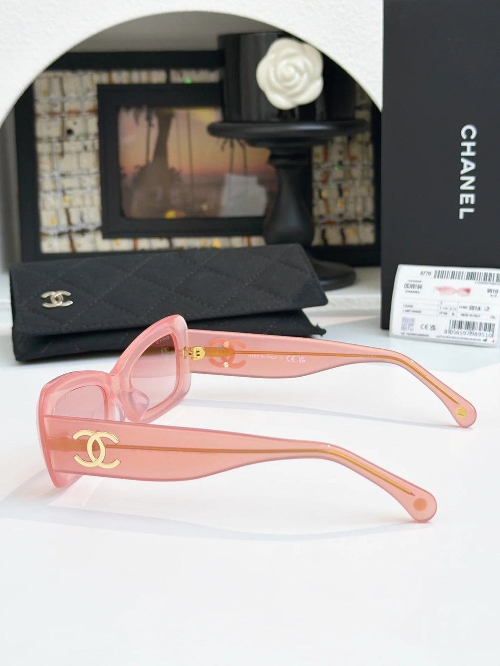 Chanel Cat Eye Sunglasses Black Acetate Calfskin CH9181