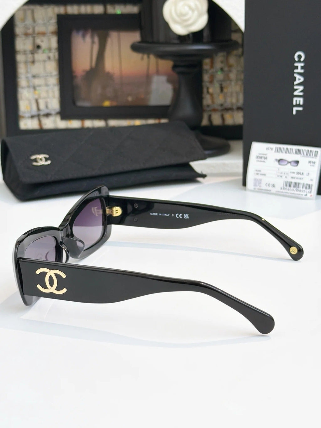 Chanel Butterfly Sunglasses Black Gradient Purple Acetate