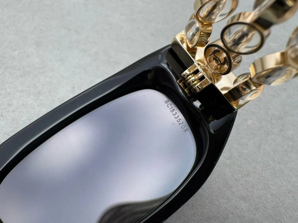 Chanel Rectangle Sunglasses Acetate & Glass Pearls