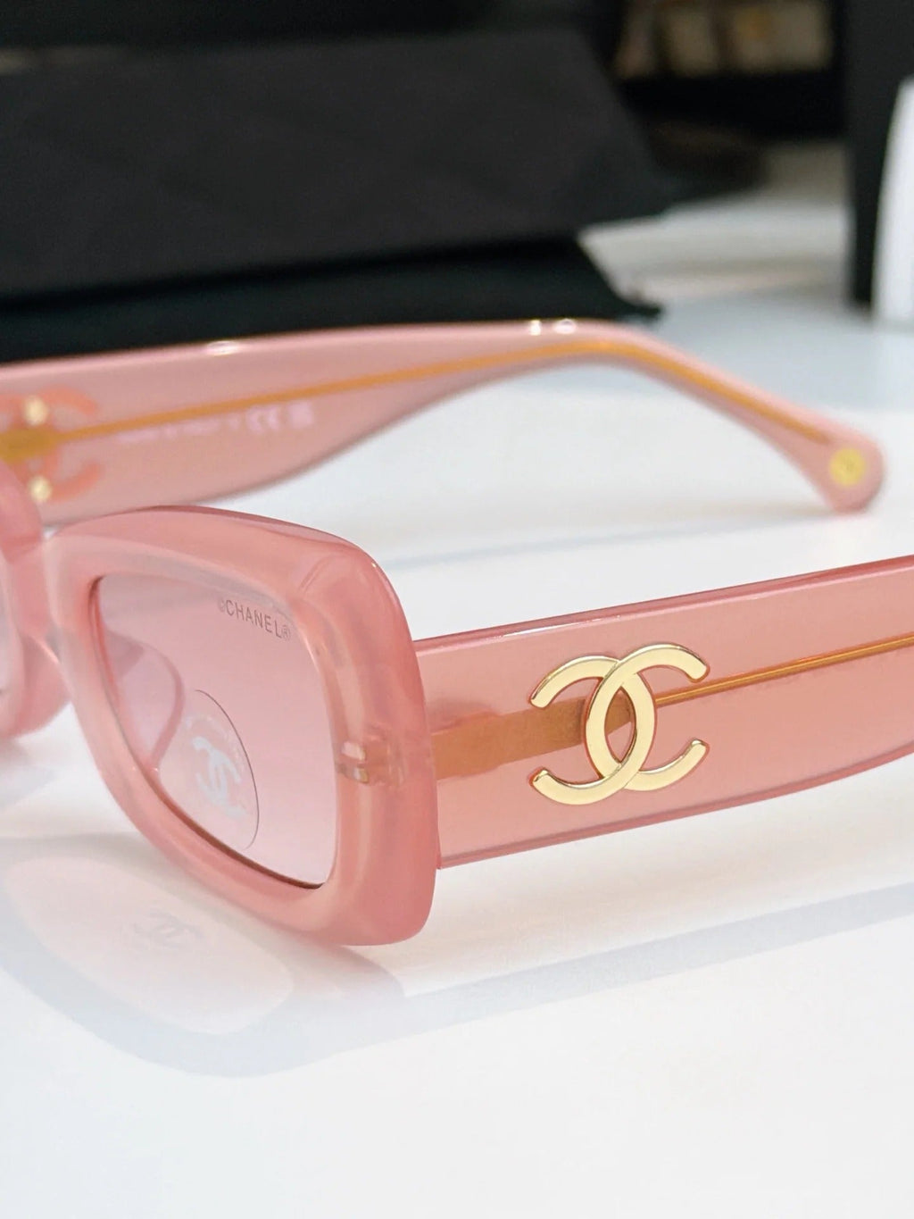 Chanel Cat Eye Sunglasses Black Acetate Calfskin CH9181