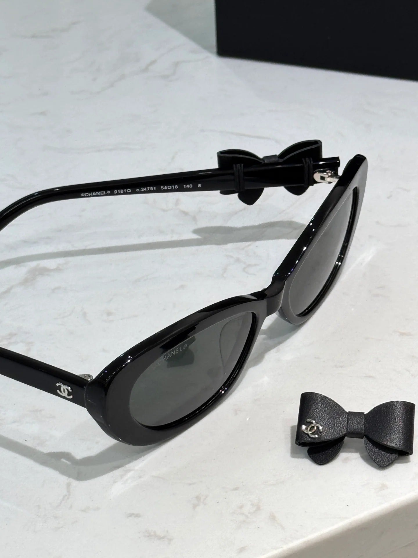 Chanel Cat Eye Sunglasses Black Acetate Calfskin CH9181