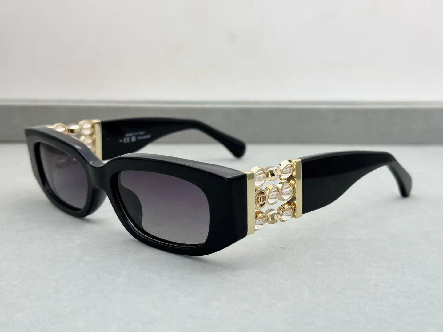 Chanel Rectangle Sunglasses Acetate & Glass Pearls