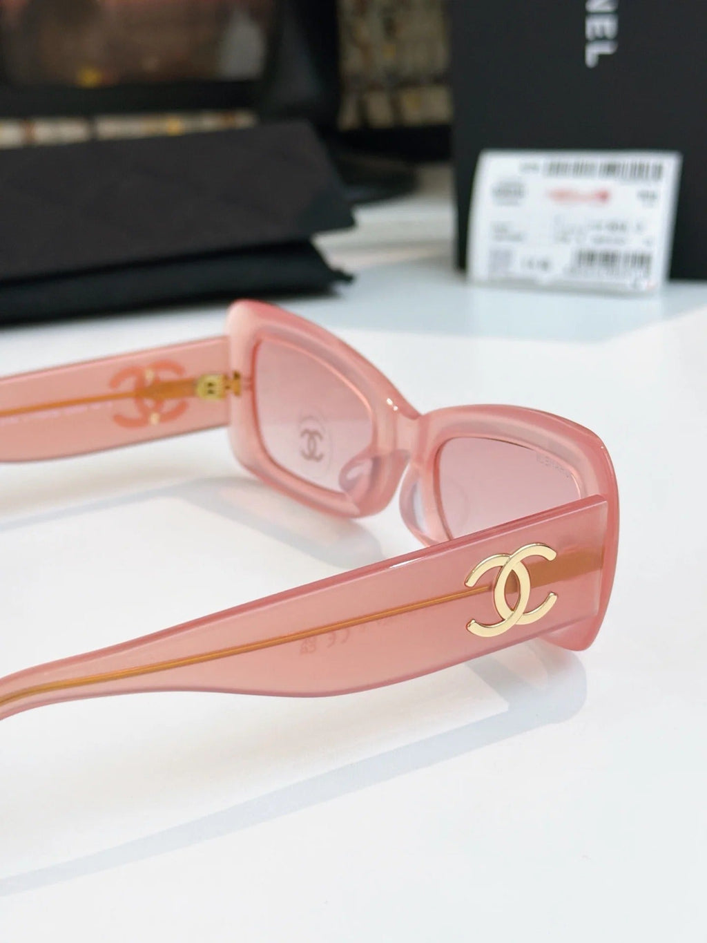 Chanel Cat Eye Sunglasses Black Acetate Calfskin CH9181