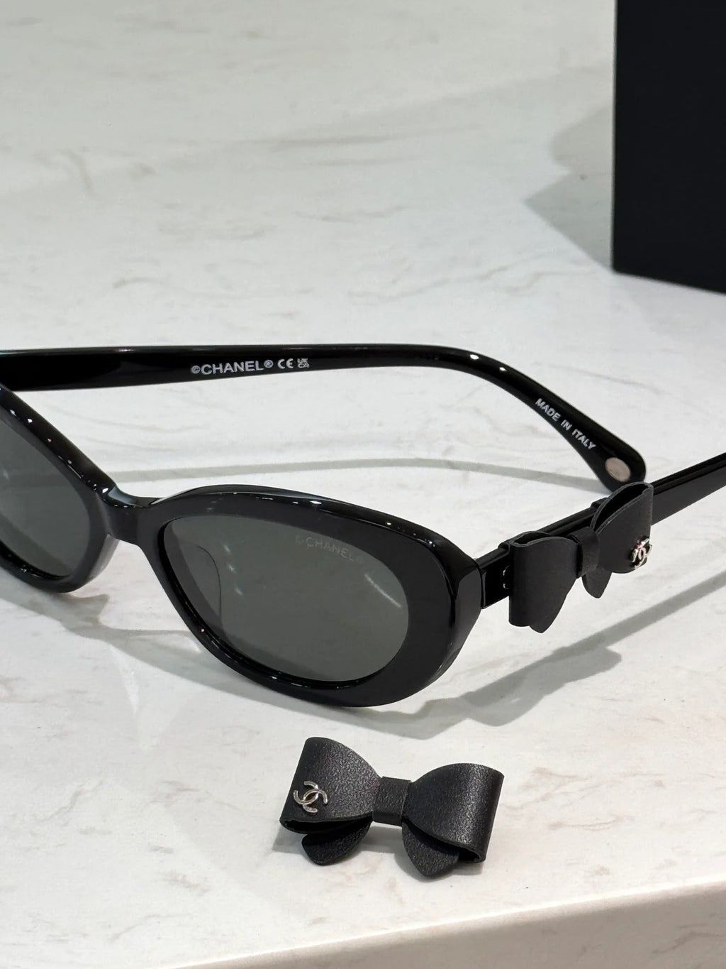 Chanel Cat Eye Sunglasses Black Acetate Calfskin CH9181